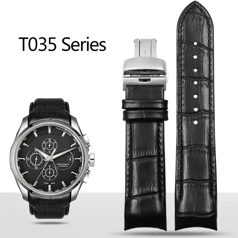 Top Trends: For 1853 Tissot Male T035 Leather Watchband T035627A Curved End Calfskin Watch Strap Butterfly Buckle Bracelet 22mm 23mm 24mm Shoppable Styles