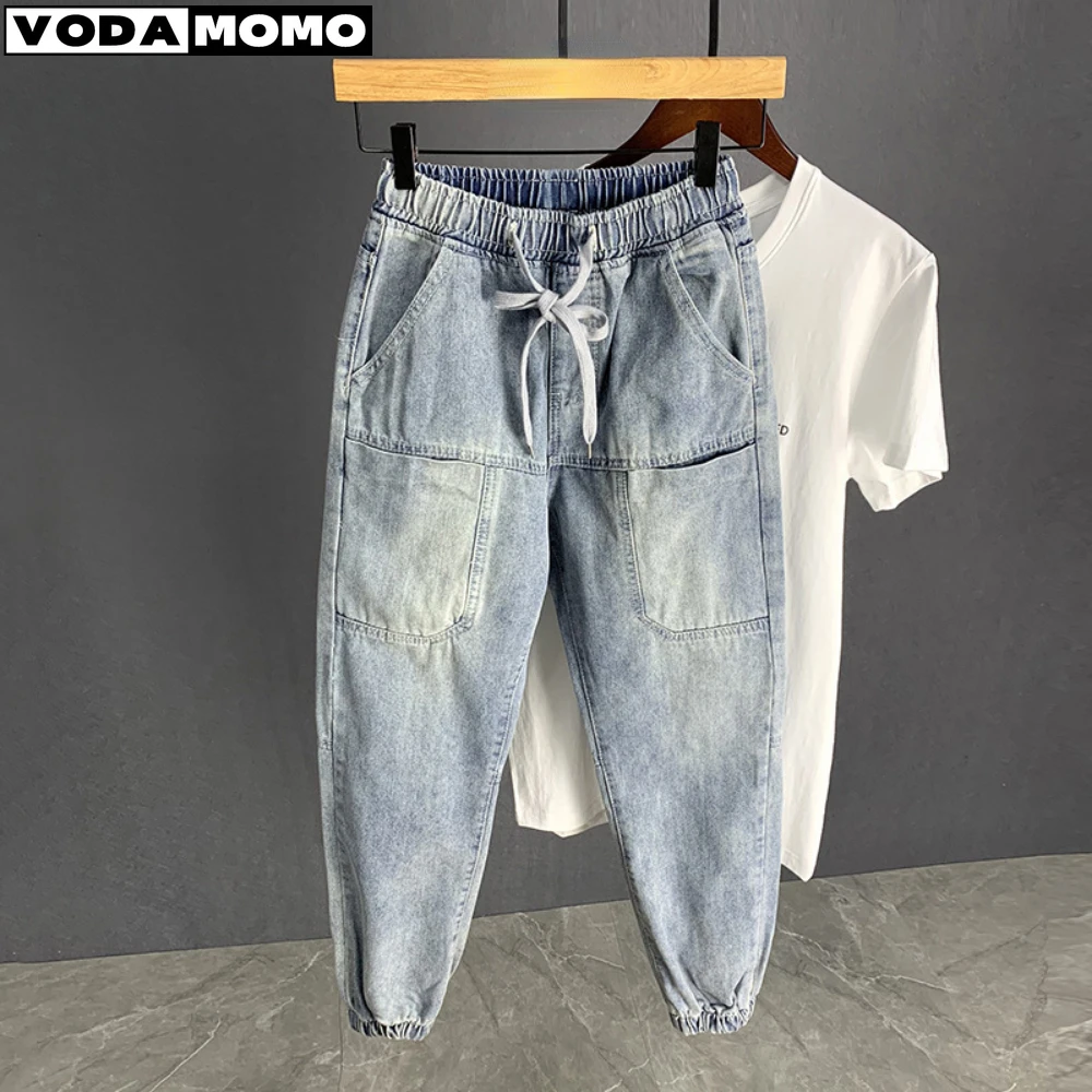 Top Trends: New Harem Jeans Men Vintage Washed Light Blue Denim Trousers Hip Hop Loose Harem Pants Men Baggy Jeans Pants Denim Pants Shoppable Styles