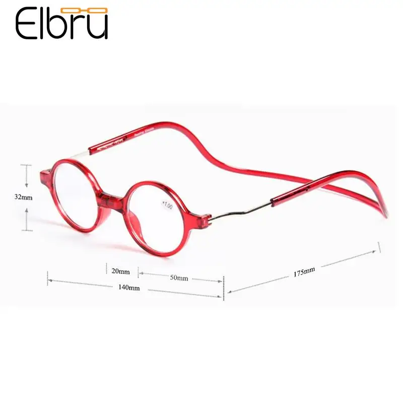 Top Trends: Elbru Magnetic Reading Glasses Men Women Hang Neck Magnetic Round Presbyopia Glasses Reading Eyeglasses Diopters + 1+ 2+ 3+ 4 Gafas Shoppable Styles - Image 6