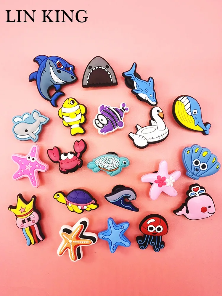 Top Trends: Cute Ocean Style Shoe Charms Shark Fish Sea-turtle PVC Buckle Decoration Diy Croc Clog Accessories Children Adult Halloween Gift Shoppable Styles