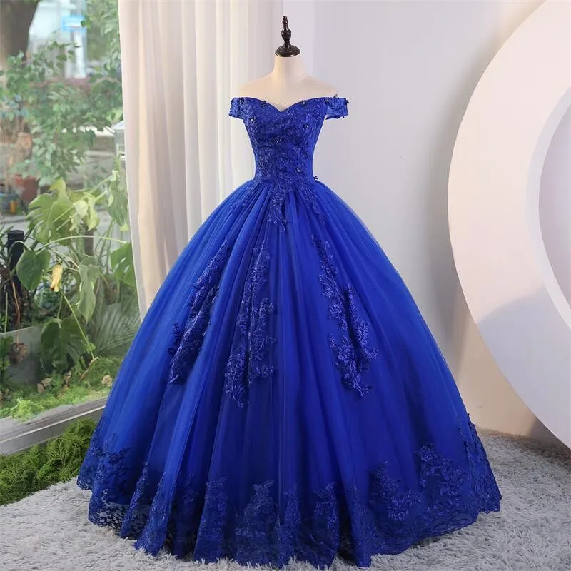 Top Trends: Ashley Gloria Summer New Blue Quinceanera Dresses Sweet Flower Party Dress Luxury Lace Ball Gown Classic Boho Vestidos For Girls Shoppable Styles