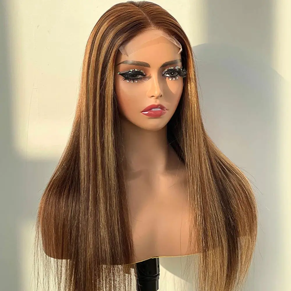 Top Trends: IAMVIP 13x4 HD Lace Front Wig For Black Women Straight Remy Human Hair Ombre P4 / 27 Piano Highlight Color Glueless Pre Plucked Shoppable Styles