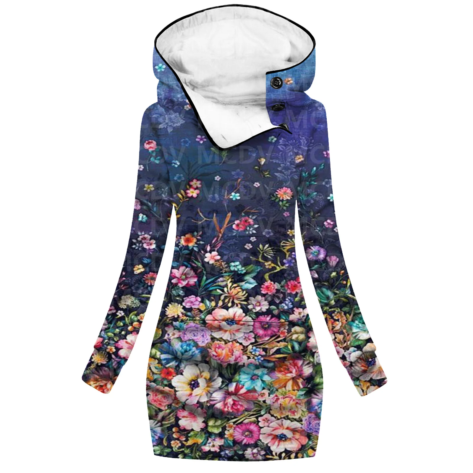 Top Trends: Flowers 3D Printed Hoodie Dress Novelty Hoodies Women Casual Long Sleeve Hooded Pullover Tracksuit 03 Shoppable Styles