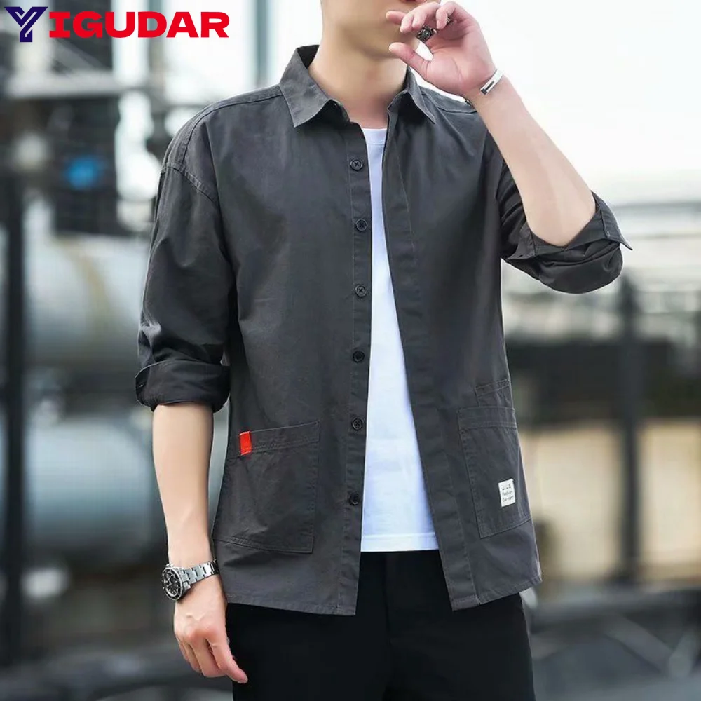 Top Trends: Men Button Up T Shirt Summer Cargo Work Tshirt Short Sleeve Korean Style Harajuku Clothes Male Top Loose Casual Valorant Shoppable Styles