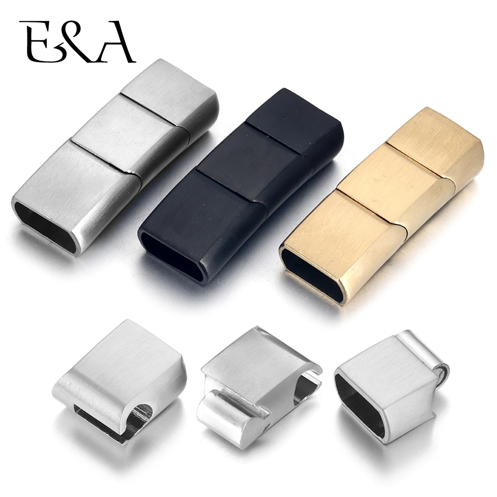 Top Trends: Extended Stainless Steel Clasp Three Parts Magnetic Clasps 12*6mm Hole For Leather Cord Bracelet DIY Jewelry Making Accessories Shoppable Styles