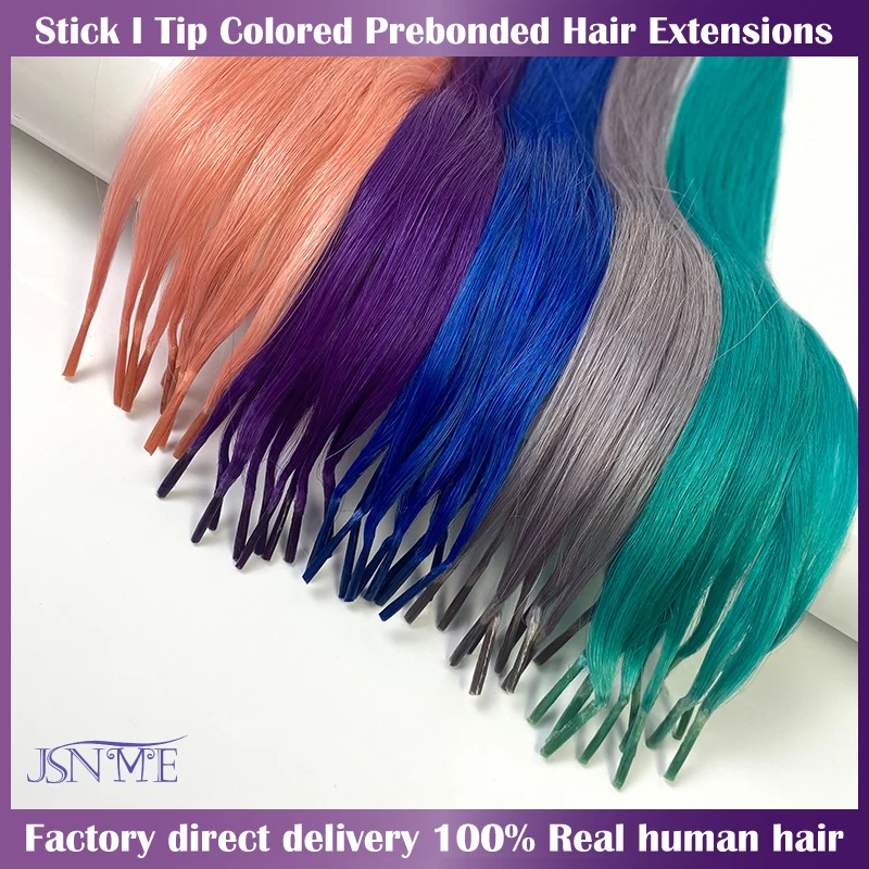 Top Trends: JSNME I Tip Color Hair Extensions Natural Real Human Fusion Blue Purple Pink 613 Color 20" Inch 100% Human Hair Color Shoppable Styles