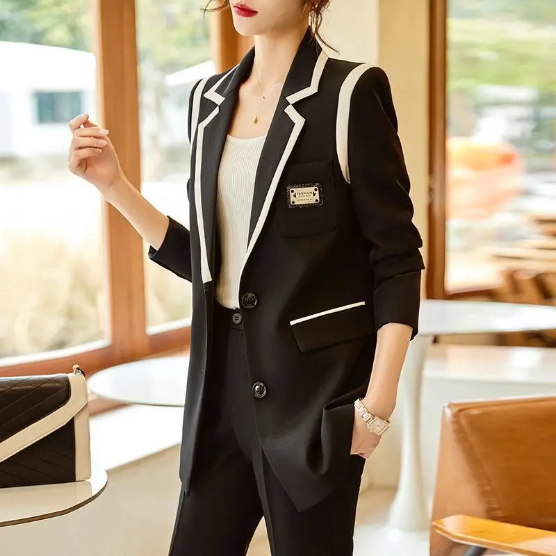 Top Trends: Sets For Women 2 Pieces Spliced Jacket Blazer Casual Wide Leg Pants Elegant Office Business Set Conjuntos Para Mujeres 2 Piezas Shoppable Styles - Image 6