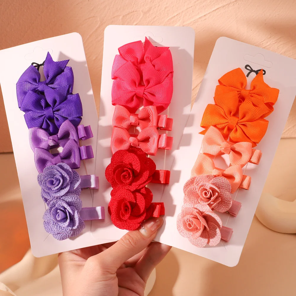 Top Trends: 6Pcs / Set Cute Girls Candy Color Flower Hairpin Bbay Safe Hair Clips Butterfly Handmade Kids Baby Hair Accessories Gift Wholesale Shoppable Styles