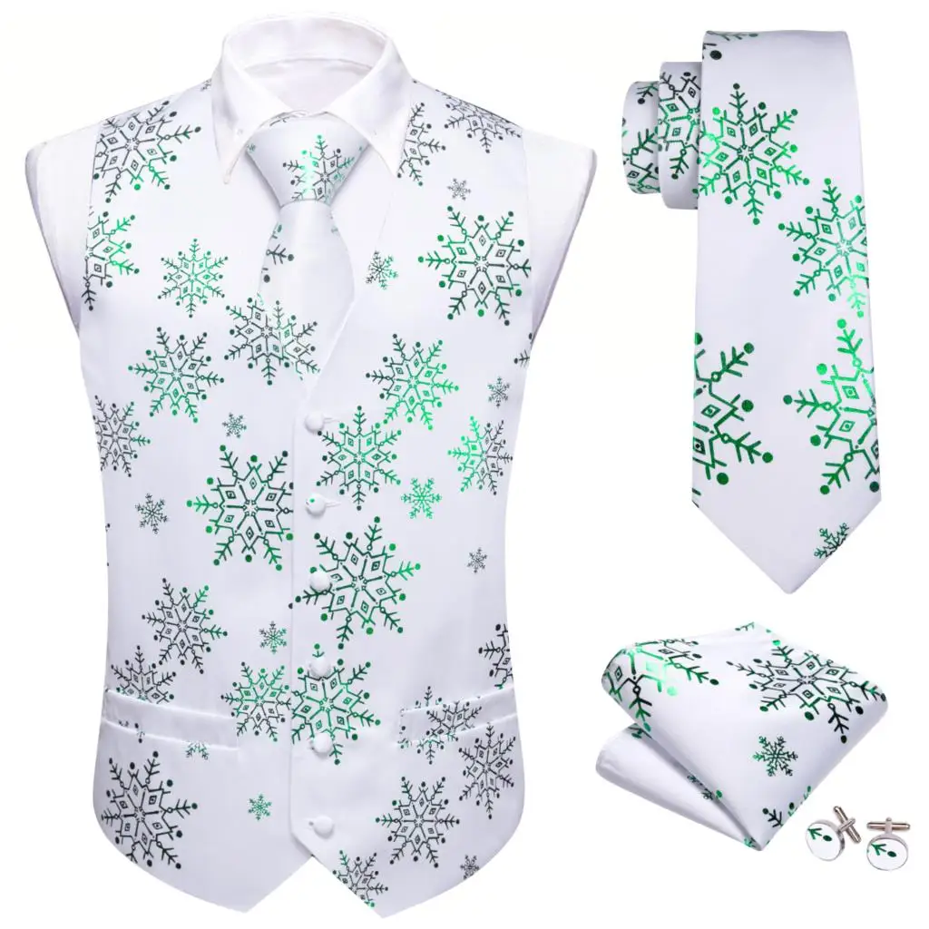 Top Trends: Christmas Mens Vest Silk White Green Red Snowflake Gift XmasTrees Santa Claus Waistcoat Bowtie Tie Set Festival Barry Wang Shoppable Styles