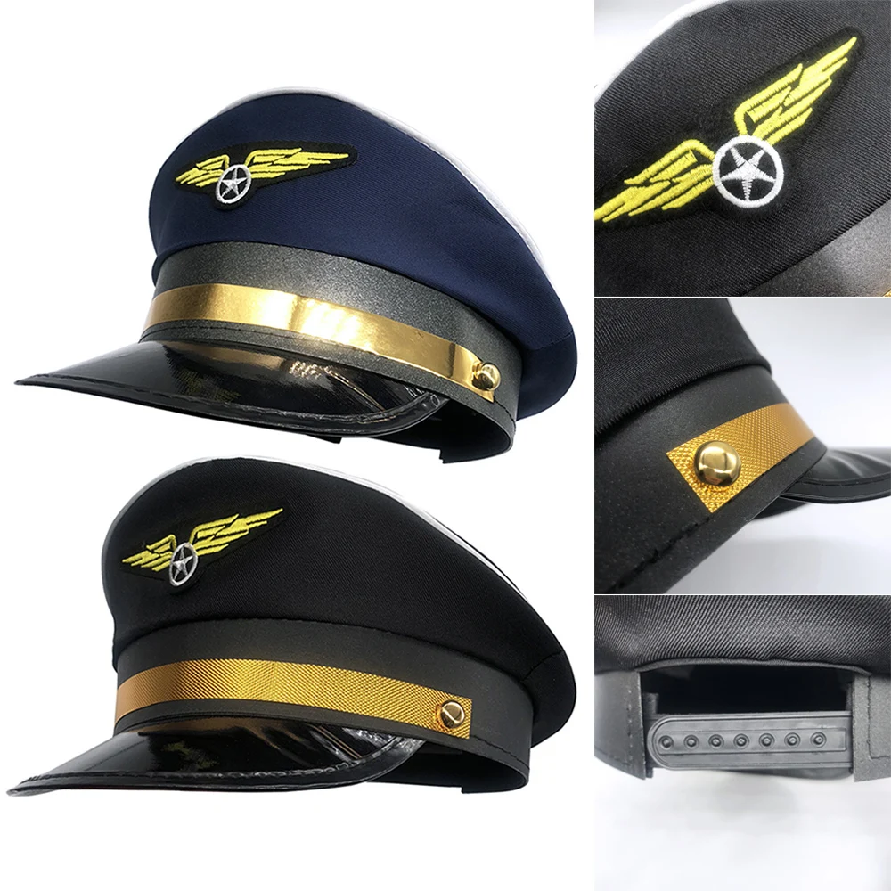 Top Trends: Aviation Cap Pilot Uniform Hat Work Airplane Men Military Captain Hat Cosplay Aviation Navy Party Sailors Cap Performance Unisex Shoppable Styles