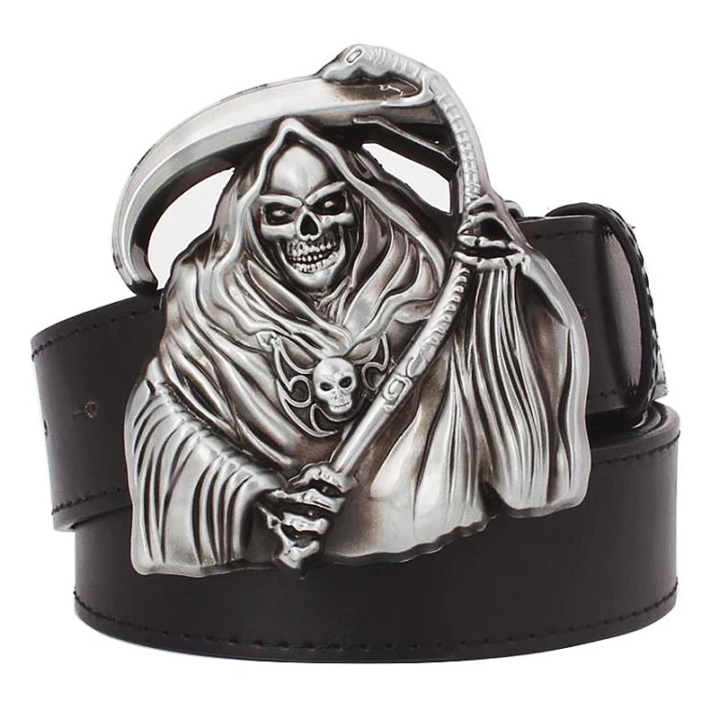 Top Trends: Death Statue Skeleton Scythe Fashion Leather Belt Death-defying Dark Style Skull Devil Shoppable Styles