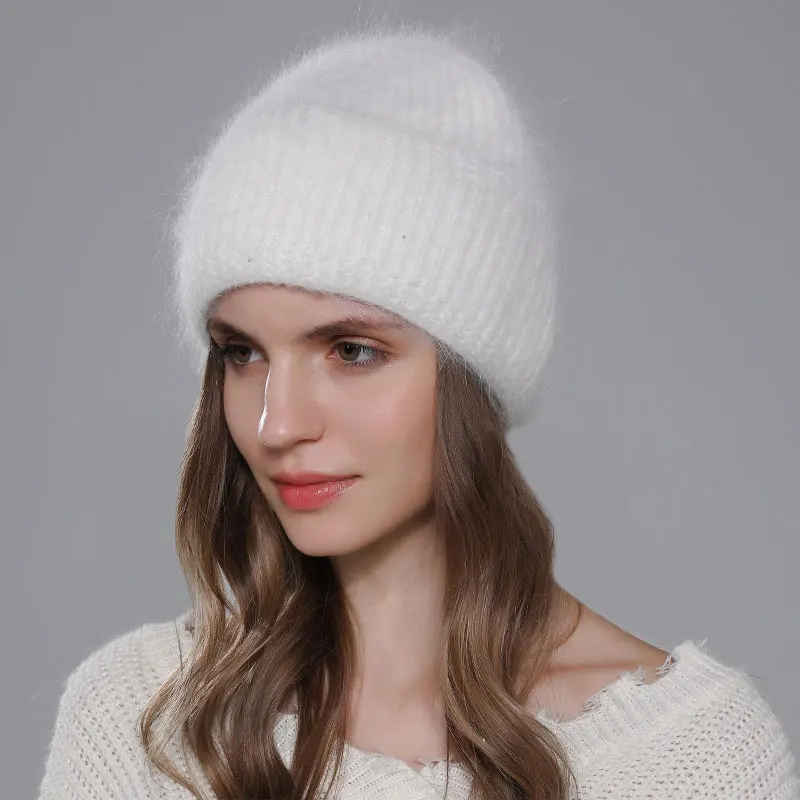 Top Trends: CNTANG 2023 Trend Women Hat Winter Warm Angora Long Rabbit Fur Beanies Knitted Cashmere Hats For Female Fashion Ladies Cap Shoppable Styles - Image 5