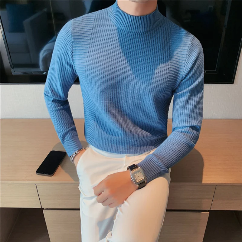 Top Trends: 2023 New Autumn And Winter Fashion Simple Half High Neck Thickened Warm Inner Style Casual And Handsome Slim Fit Knitted Sweater Shoppable Styles