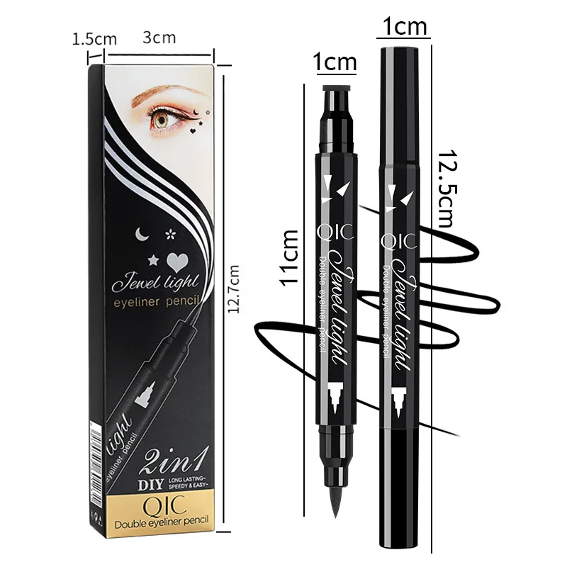 Top Trends: Double Head Triangle Star Heart Smile Liquid Eyeliner Pen Black Red Stamp Makeup Seal Eyeliner Pencil Waterproof Cosmetic Shoppable Styles - Image 6