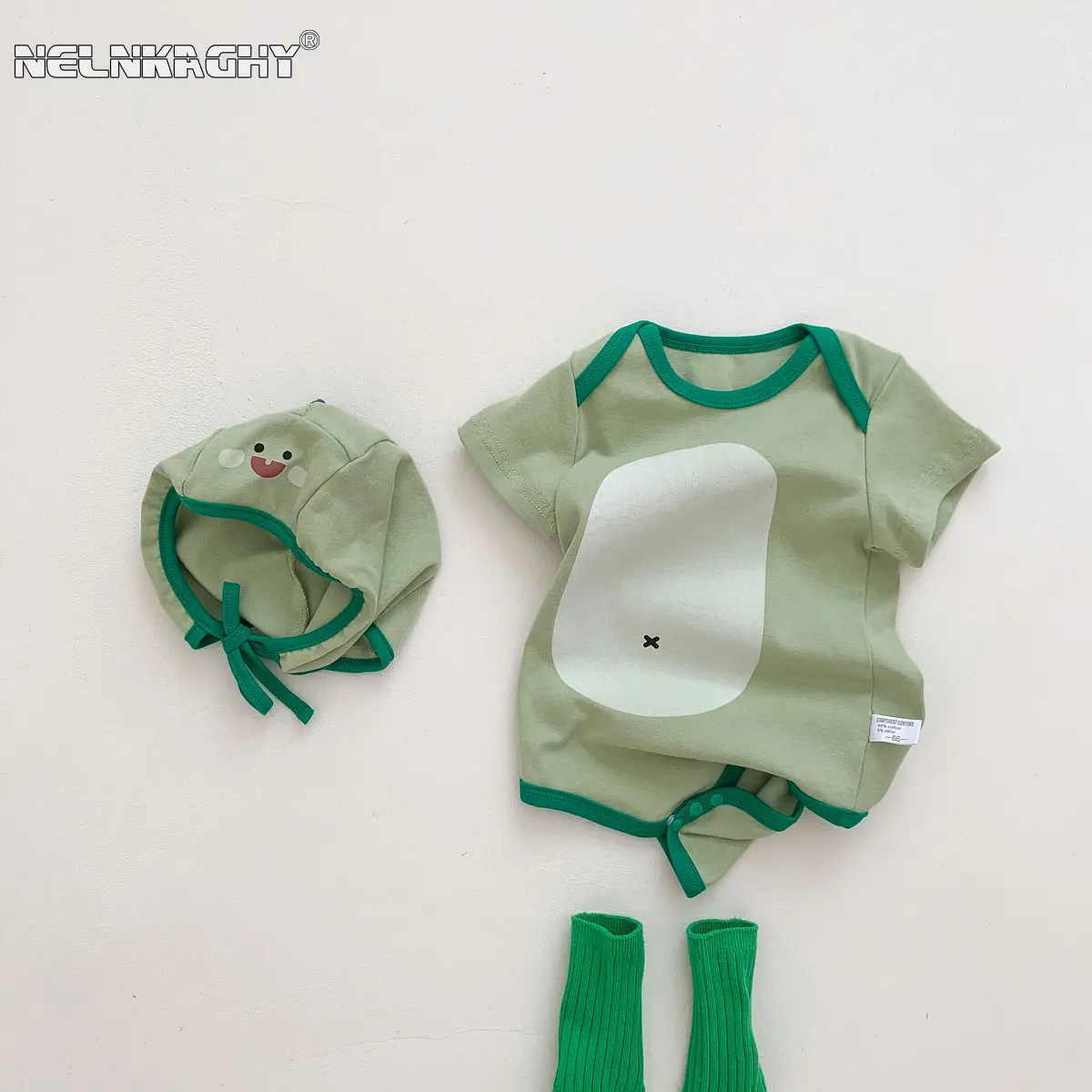 Top Trends: Baby Dinosaur Bodysuit+ hat Ins Newborn Summer Short Sleeve Wrap Fart Outfits Korean Creeper Set Kids Boys Clothing 2pcs Shoppable Styles