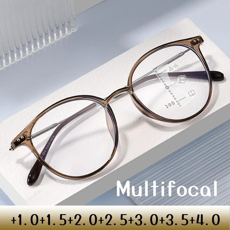 Top Trends: Round Mutifocal Progressive Reading Glasses Unisex Luxury Near Far Presbyopia Eyeglasses Fashion Design Transparent Eyewear Shoppable Styles