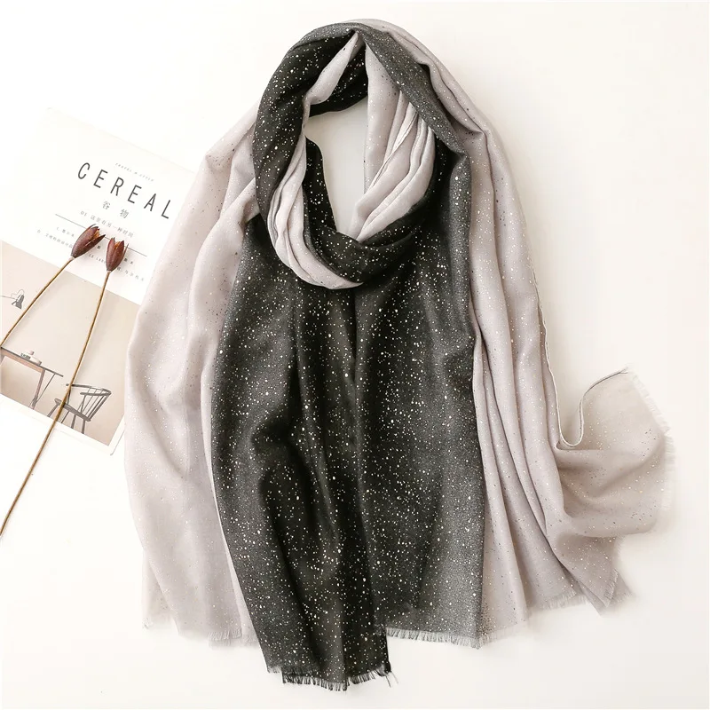 Top Trends: 2022 Plain Lurex Glitter Ombre Viscose Shawl Scarf High Quality Autumn Winter Wrap Pashmina Stole Bufandas Muslim Hijab 180*90Cm Shoppable Styles