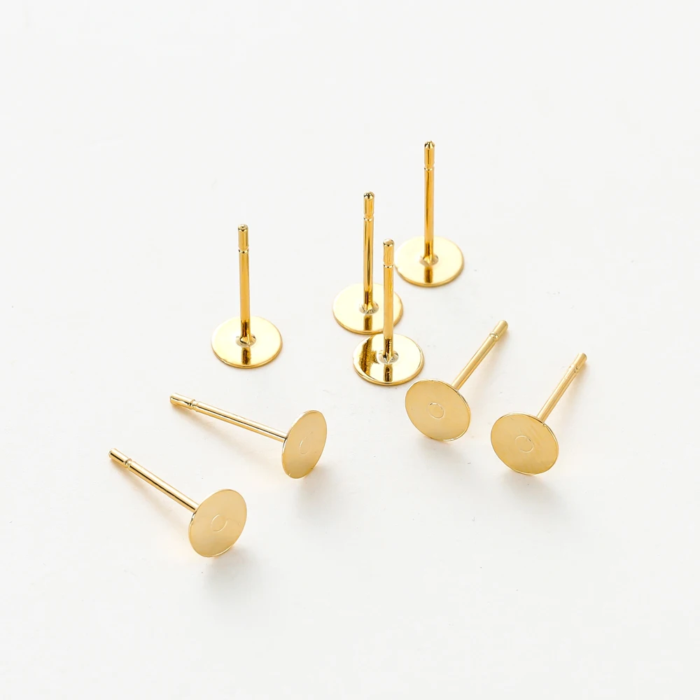 Top Trends: 50pcs 14k 18k Plated Round Stud Earring Hooks 3 4 5mm Earrings Findings Components For DIY Jewellery Craft Supplies Making Shoppable Styles