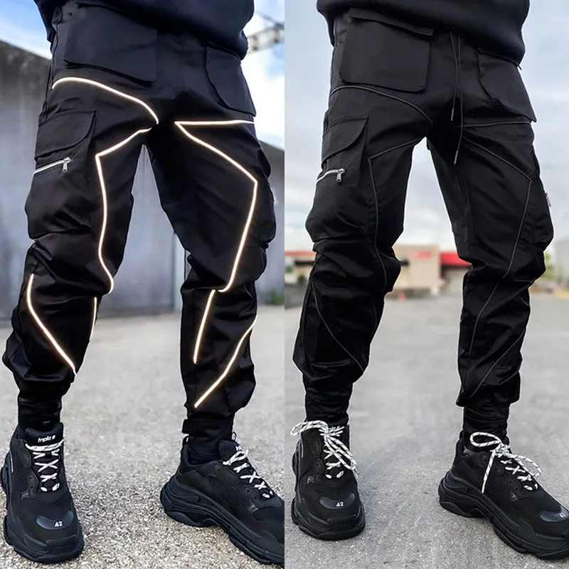 Top Trends: 2023 Casual Pants Men's Spring And Autumn Oversized Loose Pants Man Multi Pocket Reflective Sports Men's Clothing Shoppable Styles