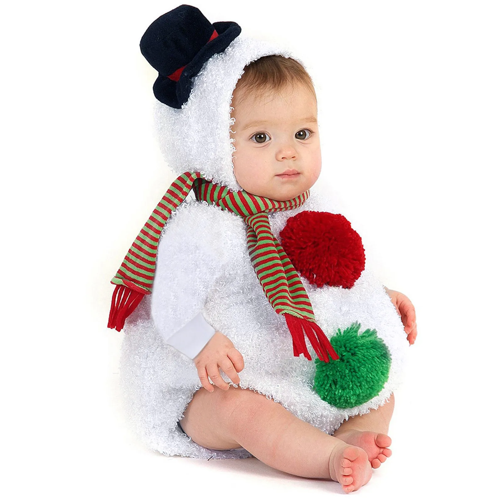 Top Trends: Christmas Clothes Baby Snowman Romper Infant Boy Girl Xmas Cosplay Costume Fleece Warm Hoodie Jumpsuit+ Scarf Set For Newborn Shoppable Styles