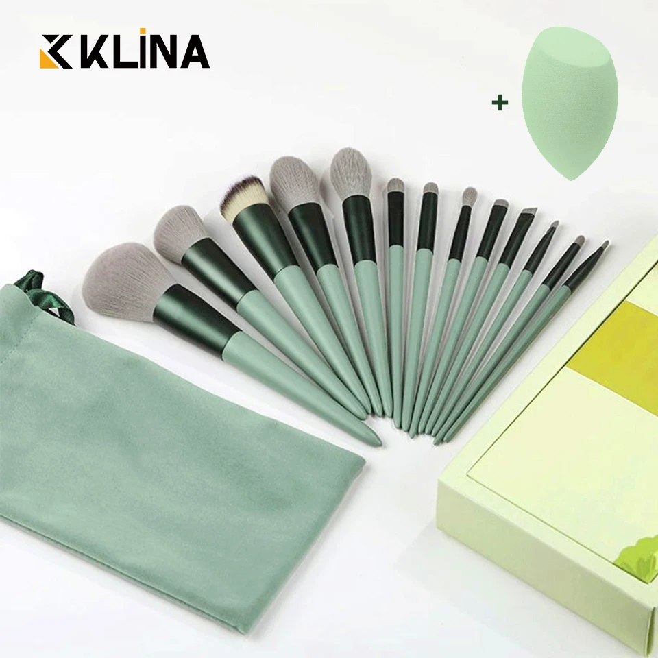 Top Trends: KLINA Makeup Brushes Sponge Set Make Up For Women Cosmetic Goat Hair Tool Professional Eye Shadow Foundation Blush Blender Egg Shoppable Styles