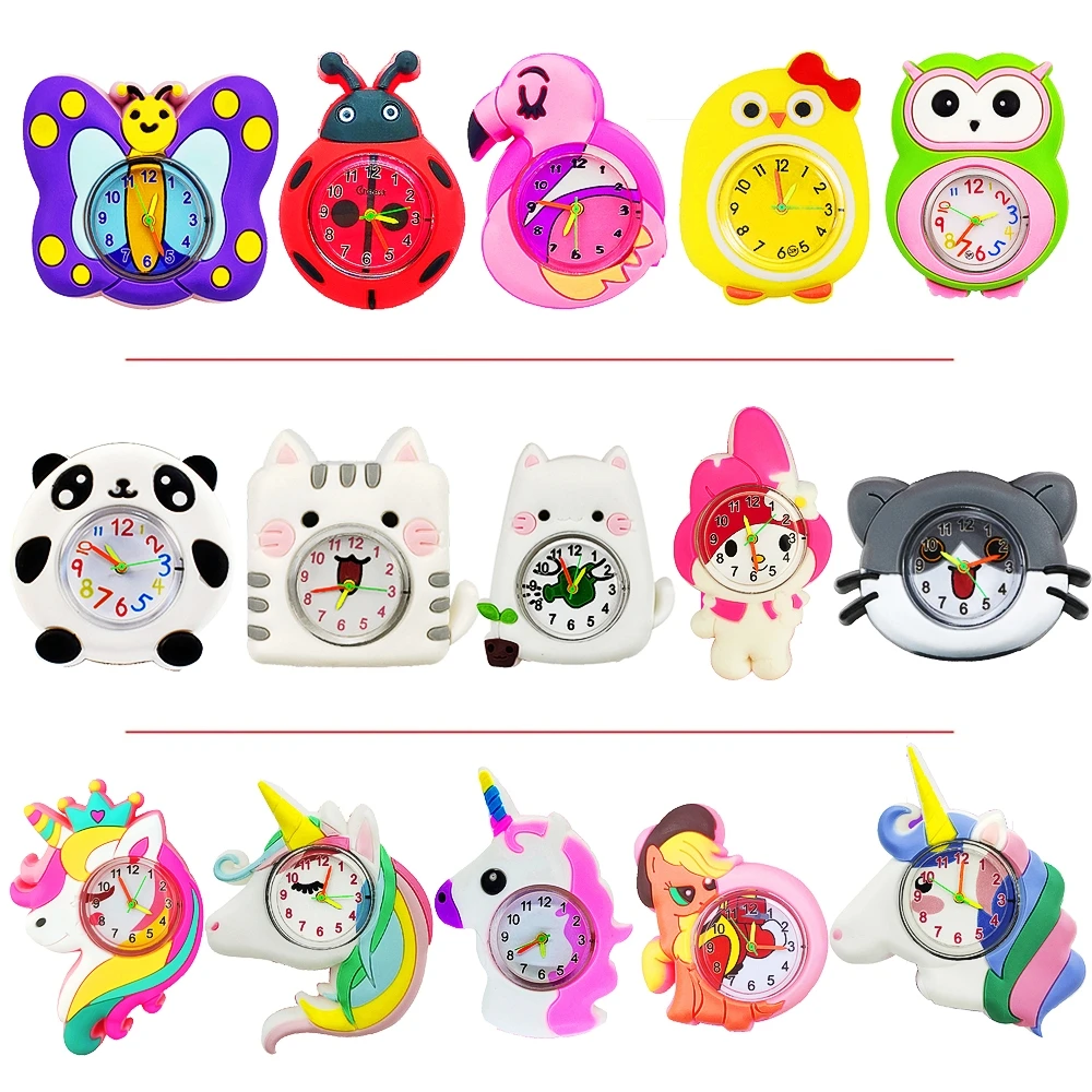 Top Trends: Cartoon Unicorn Pony Watches Children Study Time Clock Toys Baby Birthday And Christmas Gifts Slap Wrist Kids Watches For Boys Shoppable Styles