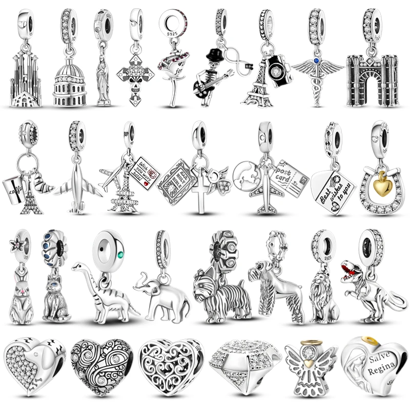 Top Trends: 925 Sterling Silver Charms Tower Angel Wings Gothic Style Pendant Fit Original Pandora Bracelet For Women DIY Jewelry Making Shoppable Styles