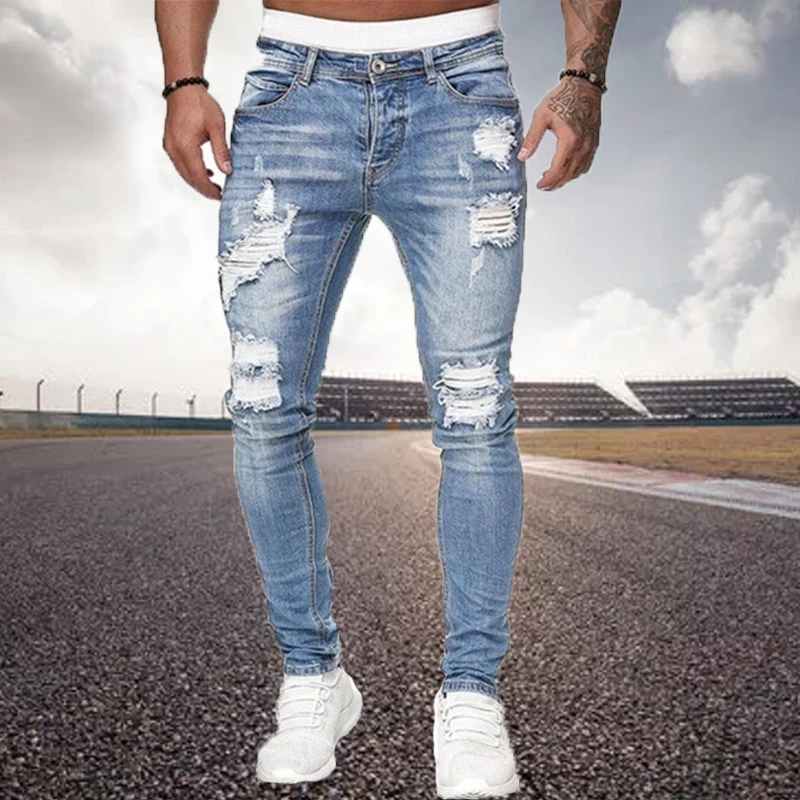 Top Trends: Fashionable Men&#039;s Jeans Hip Hop Ripped Slim Stretch Pants Spring And Fall Pants Club Boyfriend High-Quality Jeans S-3XL Classic Shoppable Styles