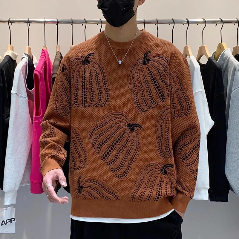 Top Trends: Fashion O-Neck Printed Loose All-match Sweaters Men&#039;s Clothing 2023 Autumn Winter Oversized Knitted Korean Pullovers Casual Tops Shoppable Styles