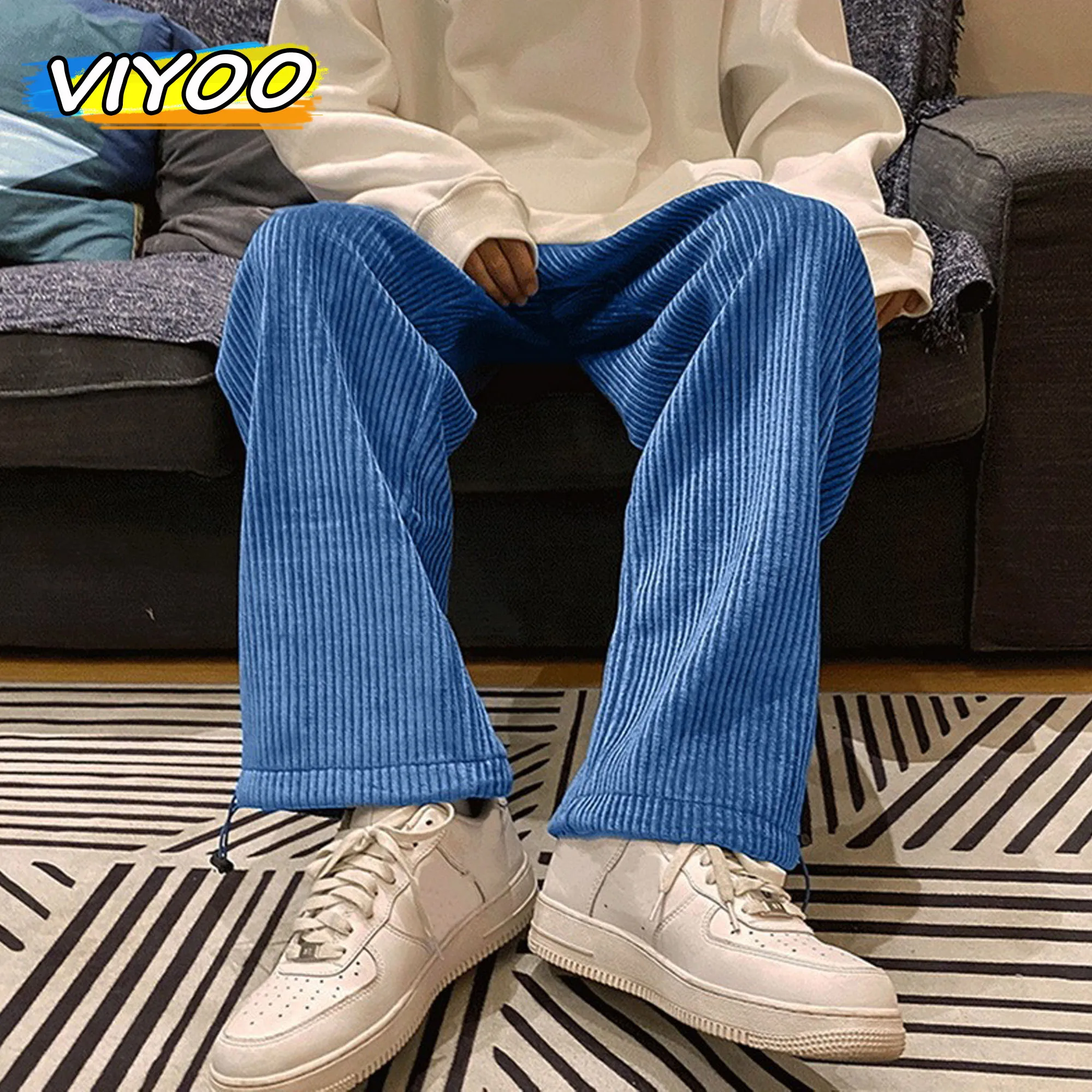 Top Trends: Y2K Man Casual Straight Pants Woman Joggers Clothes Corduroy Streetwear Oversize Trousers Man Korean Streetwear Pants For Men Shoppable Styles