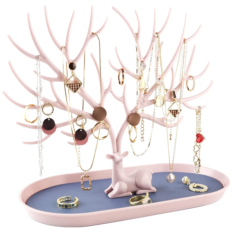 Top Trends: Deer Jewelry Display Stand Earrings Necklaces Rings Bracelets Tray Tree Storage Shopwindow Racks Organizer Women Make Up Holder Shoppable Styles