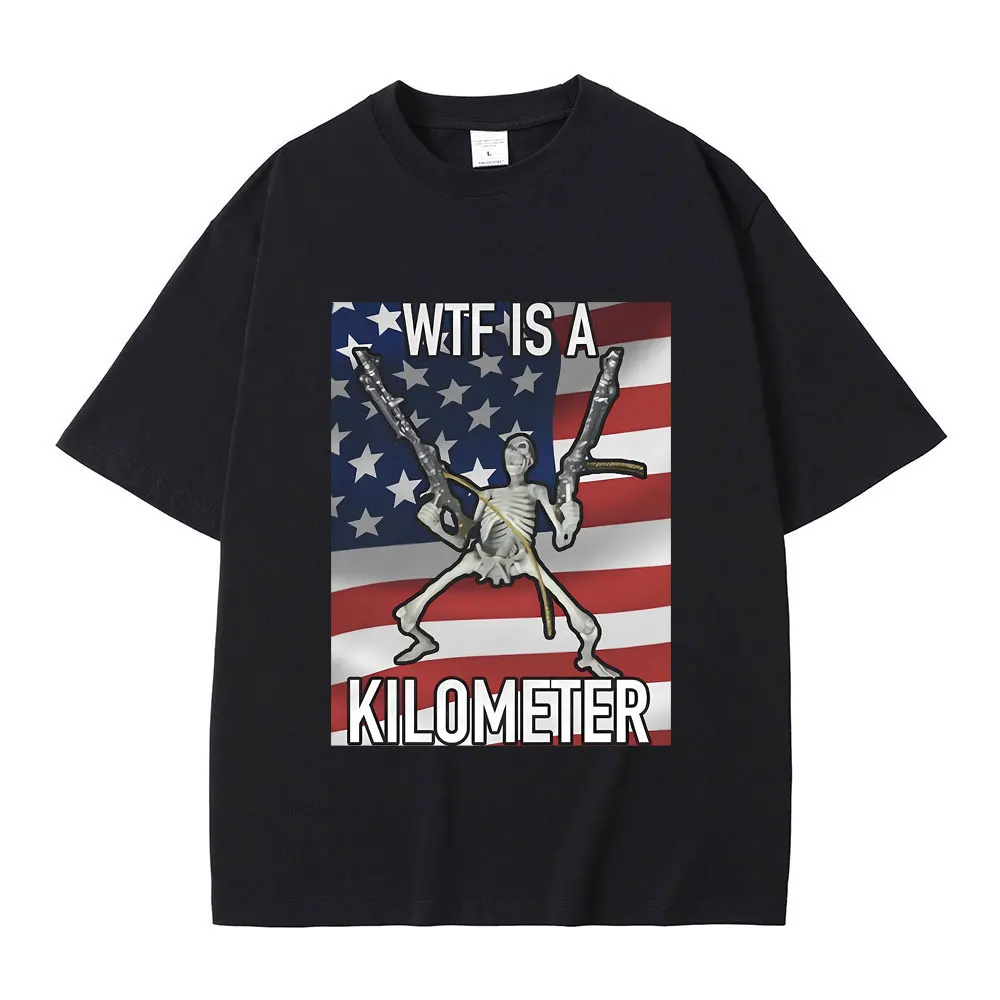 Top Trends: WTF Is A Kilometer Funny Skeleton Meme Graphic Print T Shirt Men Women&#039;s Fashion Casual Vintage Tshirt Male Oversized T-shirts Shoppable Styles