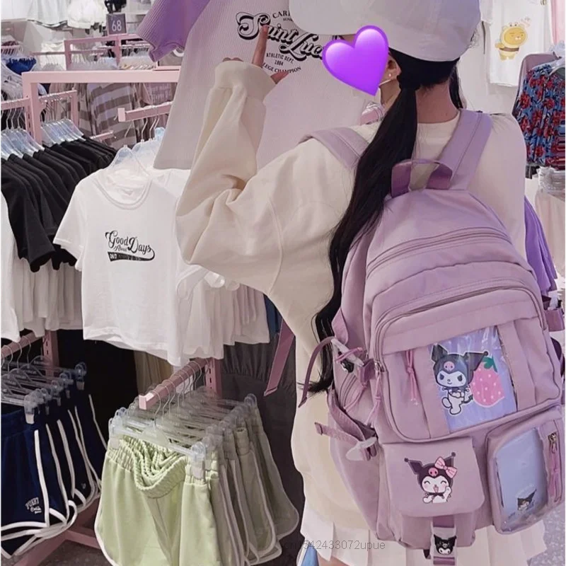 Top Trends: Sanrio Bags Cartoon Kuromi New Purple Backpack Large Capacity Y2k Student Schoolbags Women Korean Style Aesthetic Shoulder Bag Shoppable Styles - Image 5