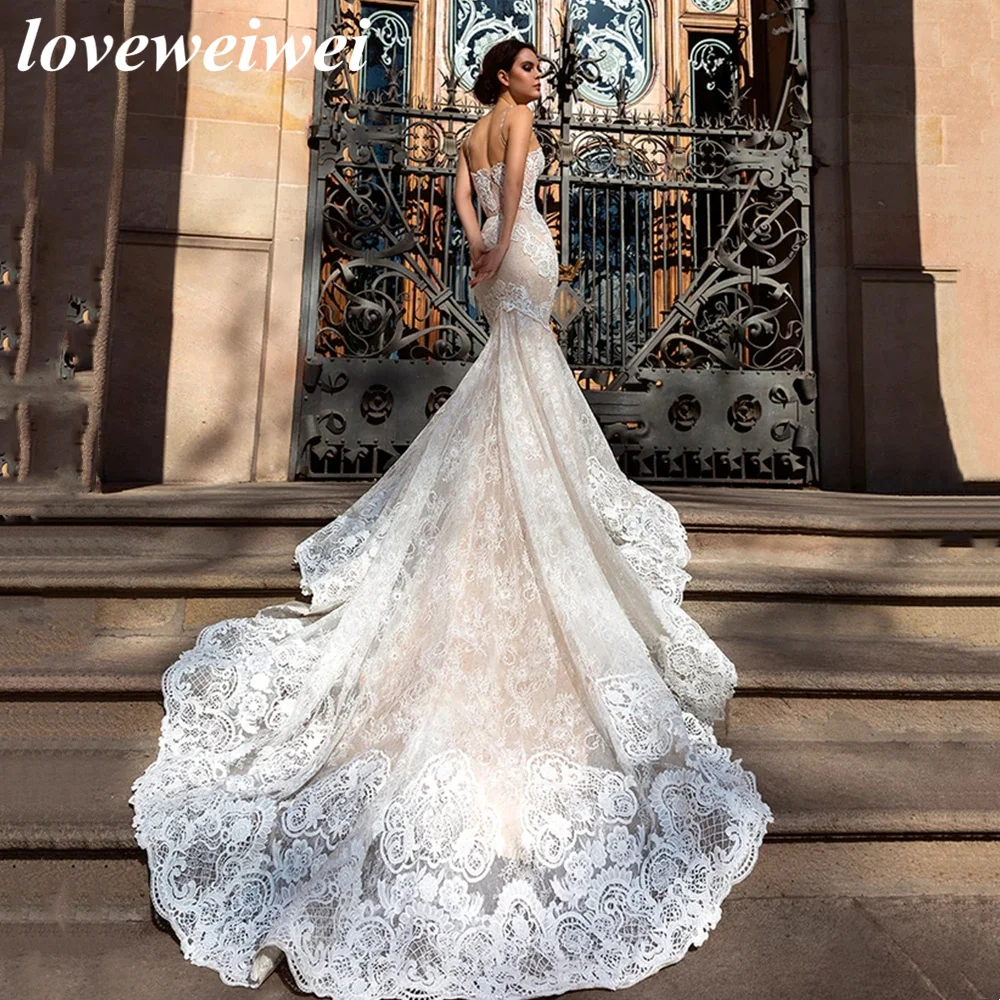 Top Trends: Luxury Appliques Mermaid Wedding Dress Sleeveless Sweetheart Neck Bride Dresses Lace Long Train Bridal Gown Women Robe De Mariée Shoppable Styles