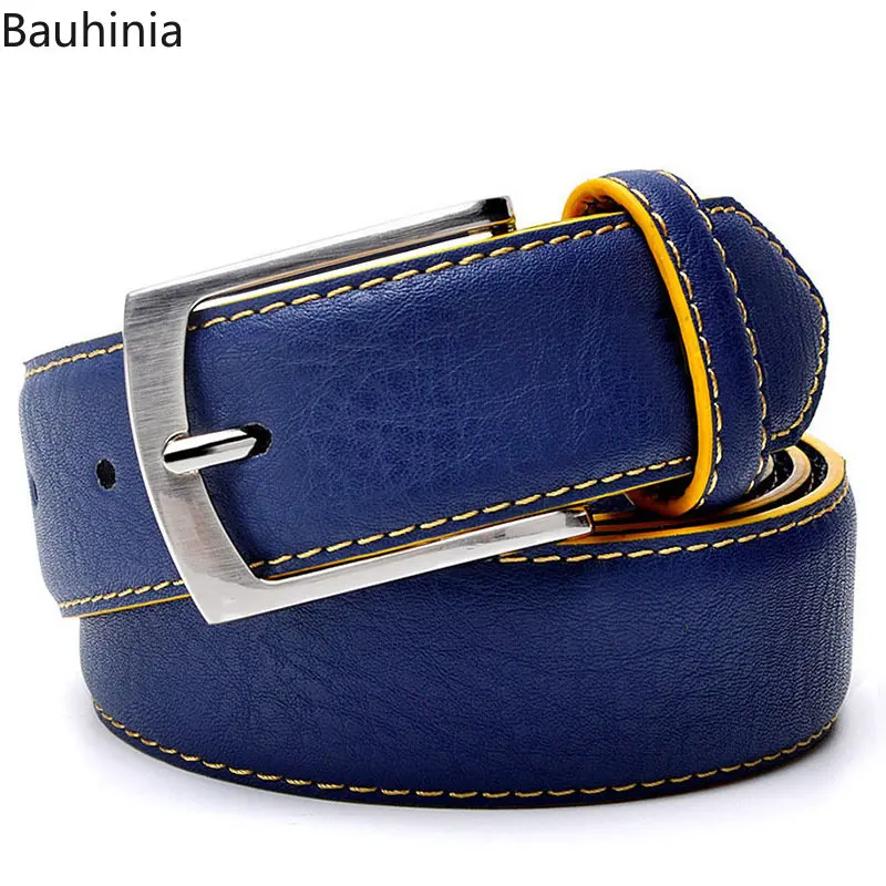 Top Trends: Bauhinia 100 110 120 130cm Luxury Leather Pin Buckle Belt Fashion Casual Two Layer Cowhide Men&#039;s Jeans Belt Shoppable Styles