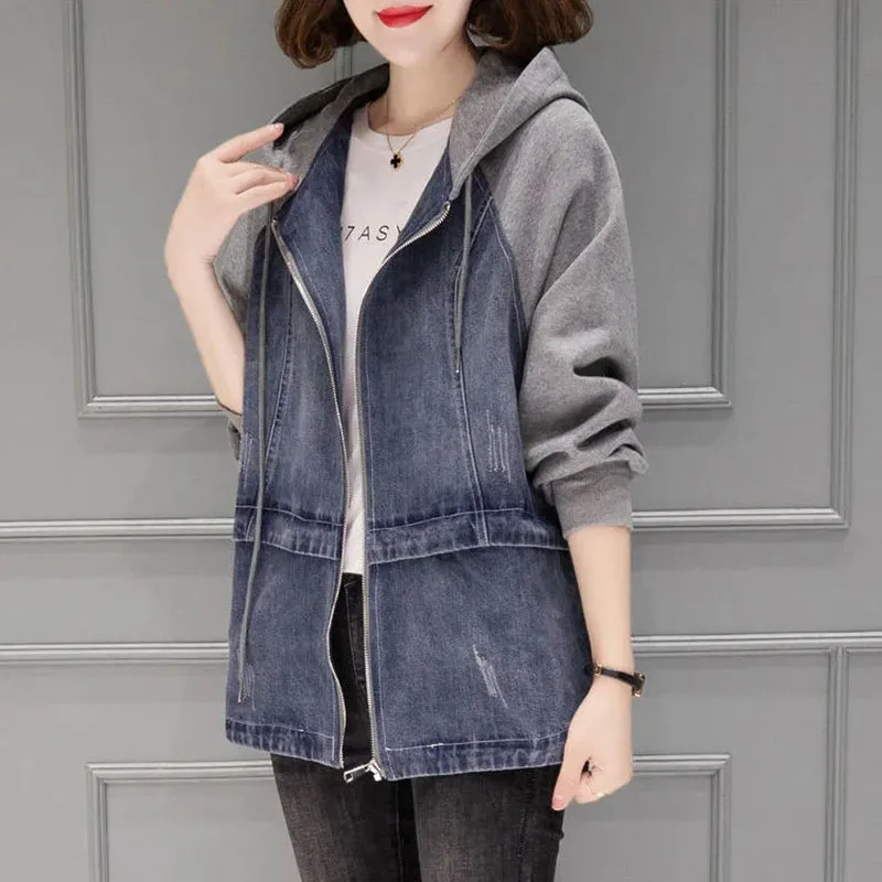 Top Trends: Spring Autumn Hooded Zipper Pocket Streetwear Washed Jacket For Women 2023 Classic Loose S-3xl Denim Jacket Casual Denim Coats Shoppable Styles