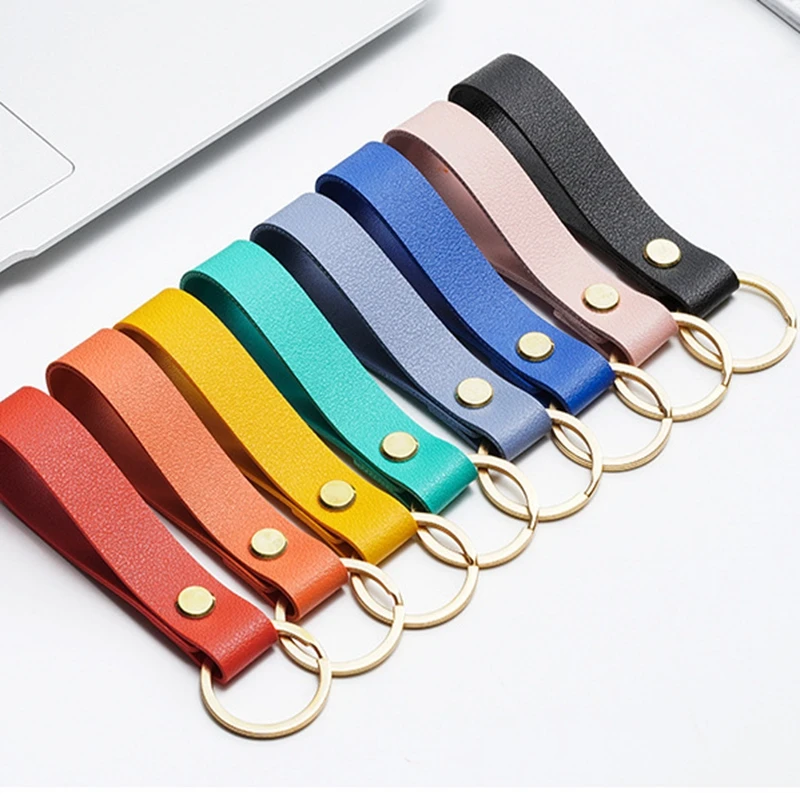 Top Trends: 8 Colors PU Leather Keychain Business Gift Leather Key Chain Men Women Car Key Strap Waist Wallet KeyChains Keyrings Shoppable Styles