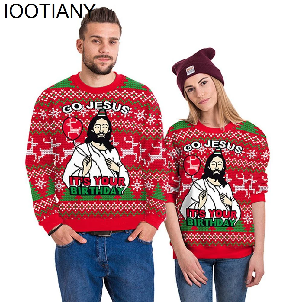 Top Trends: Christmas Pullovers Sweaters For Men Christmas Jesus 3D Printed O Neck Sweater Top Couple Clothing Holiday Women Sweatshirts Shoppable Styles