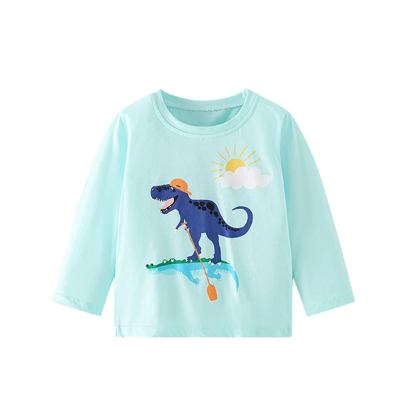 Top Trends: Jumping Meters Boys Girls T Shirts Kids Cotton Dinosaurs Print Clothing Autumn Spring Baby Costume Shirts Blouses Shoppable Styles