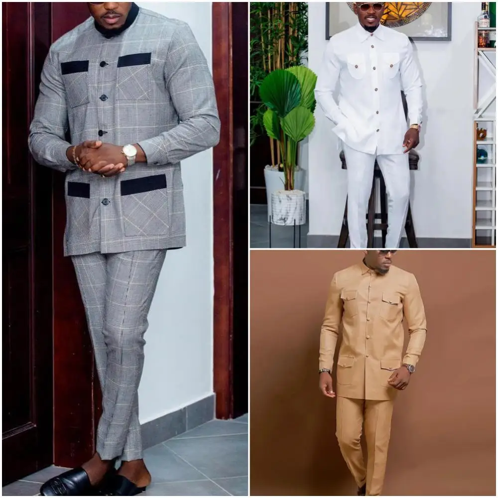 Top Trends: 2024 Elegant African Style Men&#039;s Luxury Suit Plaid Stripe Single Breasted Suit And Pants 2 Piece Casual Business Suit For Men Shoppable Styles