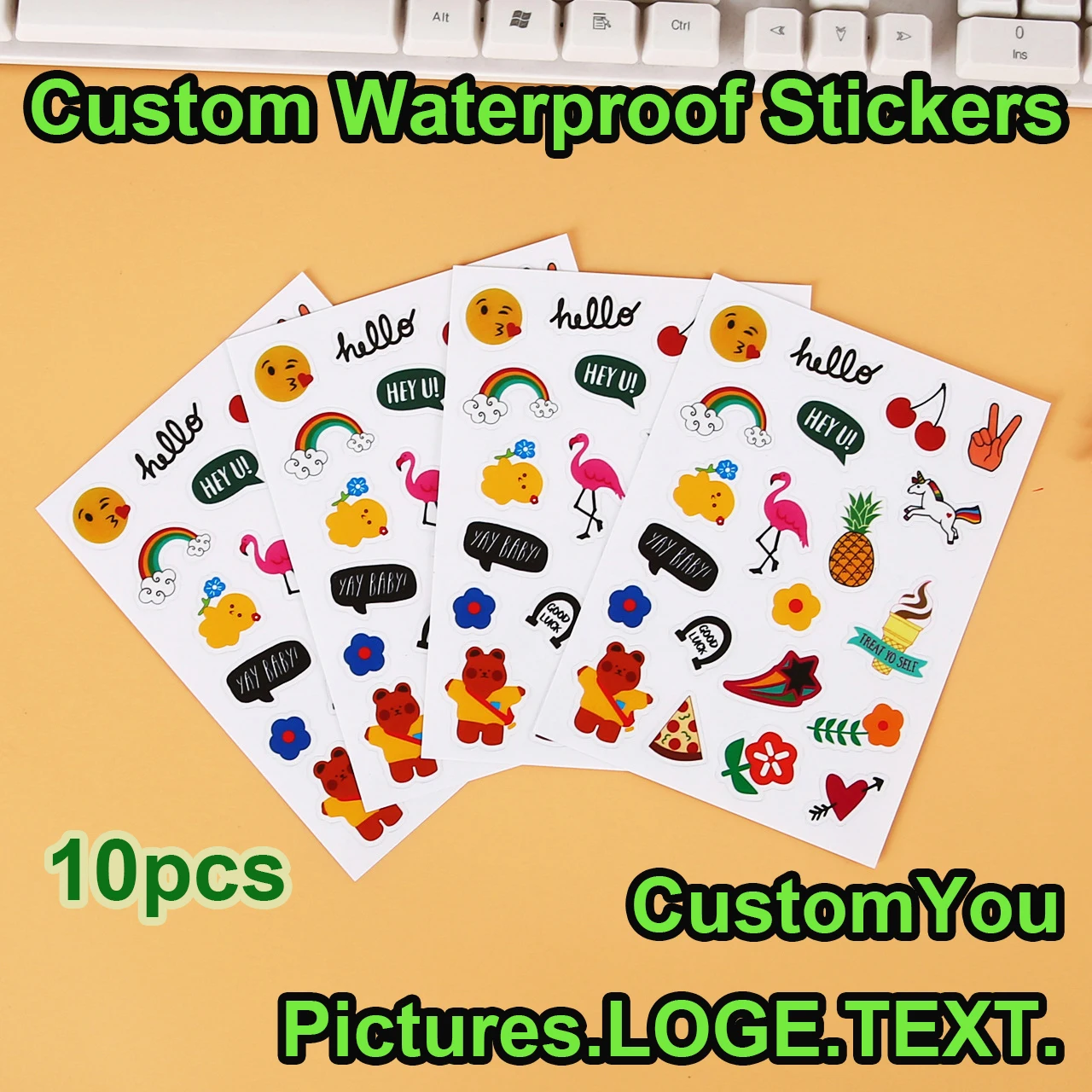 Top Trends: 10PCS Custom Vinyl Logo Sticker Sheet Waterproof Decorative Label Laptop Cartoon Cute Anime Book Decoration Shoppable Styles