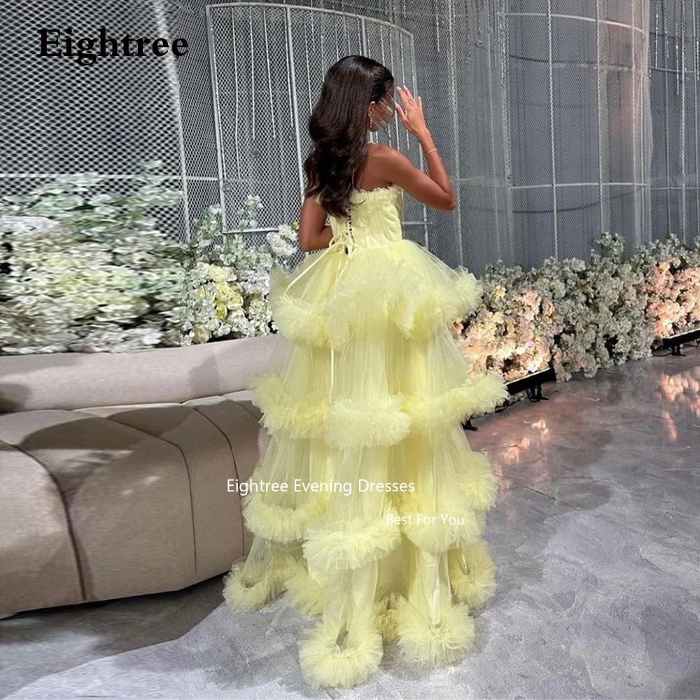 Top Trends: Eightree Saudi Arabia Tulle Evening Dresses Spaghetti Straps Rufflers Tiered Wedding Party Dress Formal Occasion Dresses 2023 Shoppable Styles