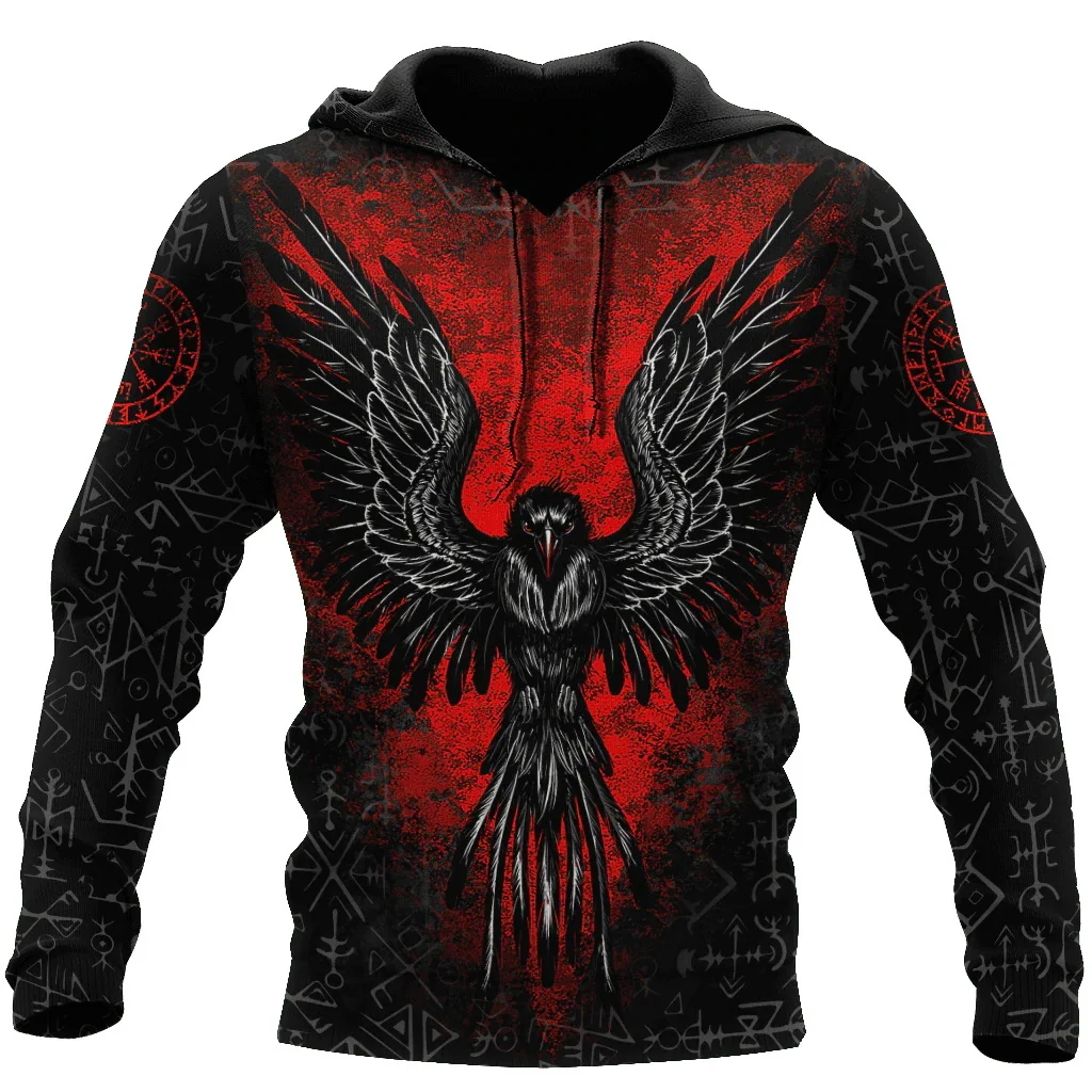 Top Trends: Oversized Tattoo Skeleton Cross Terror Red 3D Printed Men's Hoodie Sweatshirt Casual Tracksuits Raven Bad Wolf Animal Clothing Shoppable Styles