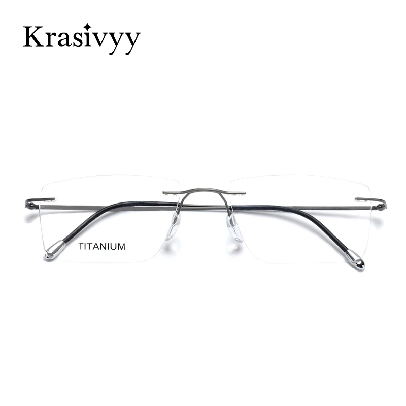 Top Trends: Krasivyy Titanium Glasses Frame Men 2024 New European Design Square Rimless Prescription Eyeglasses Eyewear Frame For Women Shoppable Styles - Image 2