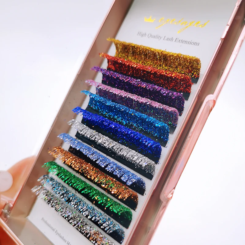 Top Trends: Mix Colors Glitter Eyelash Extensions Shiny Colorful False Lashes Faux Russian Volume Individual Lashes For Makeup Supplies Shoppable Styles