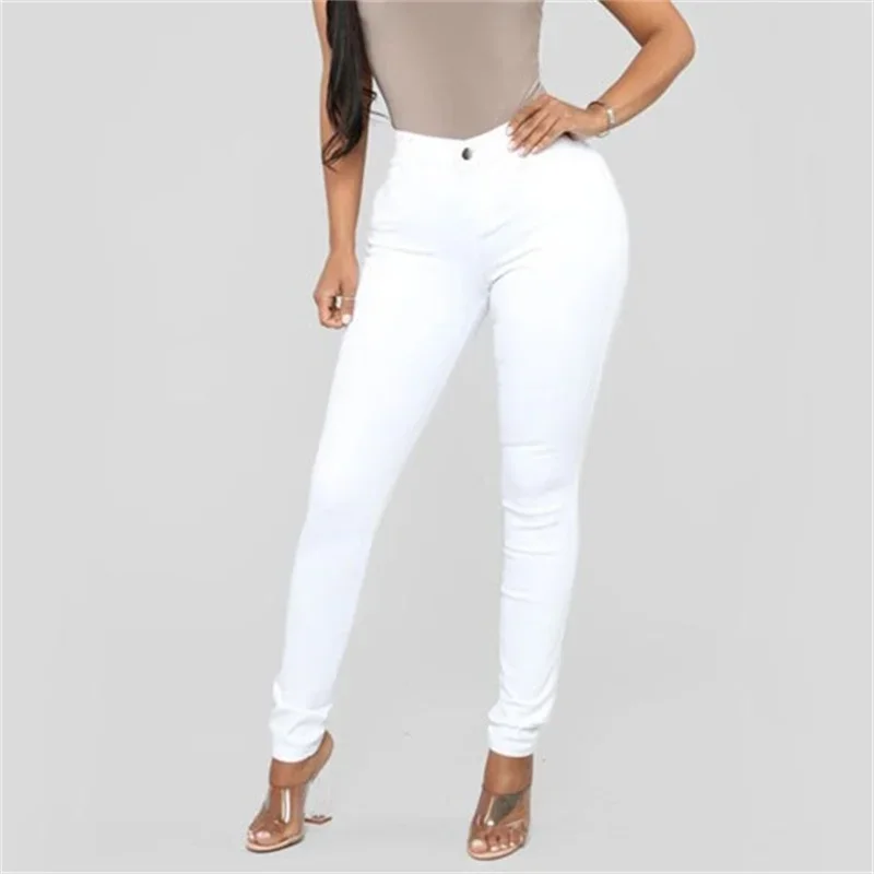 Top Trends: Slim Women Stretch Jeans Fashion High Waist Pencil Denim Pants Female Office Solid Color Skinny Trousers Daily Casual Streetwear Shoppable Styles