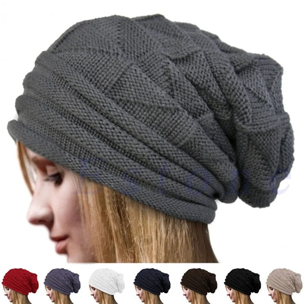 Top Trends: Solid Oversized Winter Baggy Hats Ski Slouchy Beanies Skullies Caps For Women Men Unisex Outdoor Hip Hop Wool Warm Knitted Hat Shoppable Styles