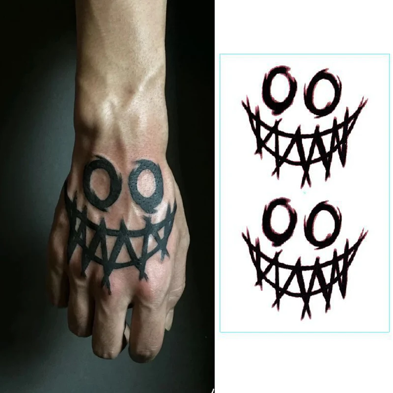 Top Trends: Temporary Tattoos Hand Back Fake Tattoo Sticker Dark Tattoo Stickers Black Smile Rose Tatto Witch Cube Arm Foot Tatoo Waterproof Shoppable Styles