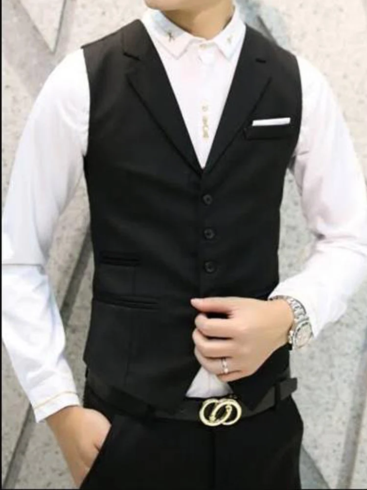 Top Trends: Lapel Waistcoat Vest Single Breasted Mens Suits High Quality Slim Fit Slim Male Suit Men Jackets Vests For Men Gilet Wedding Shoppable Styles