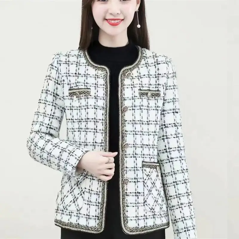 Top Trends: Autumn Winter Fashion Short Small Fragrant Coats Printed Plaid Patchwork Button Pocket Fashion Simple Korean Cardigan Jackets Shoppable Styles